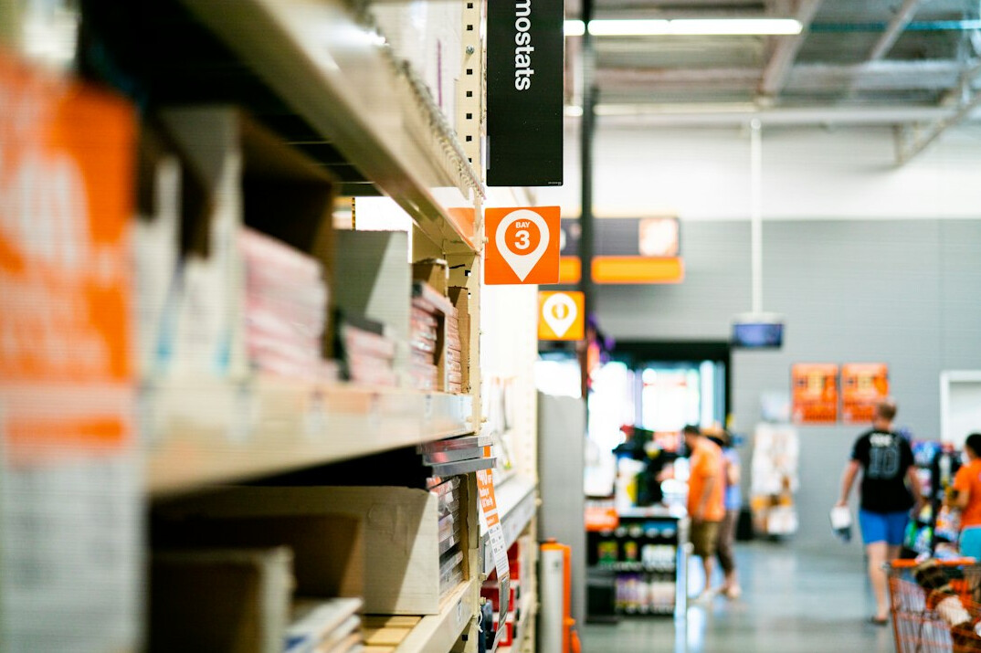 crowded supermarket aisle
